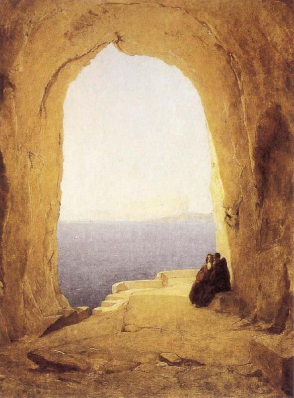 Karl Blechen Monks at the Gulf of Naples oil painting picture